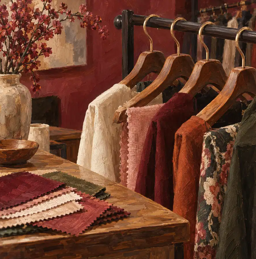 Illustration of apparel retailers equipment and workspace