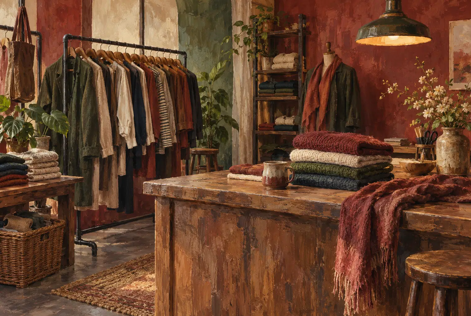 Illustration of apparel retailers and their working space